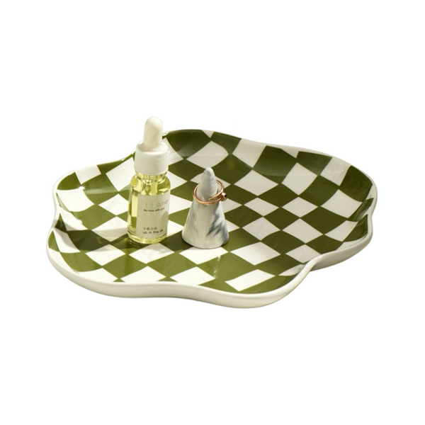 Checkered Ceramic Decorative Tray