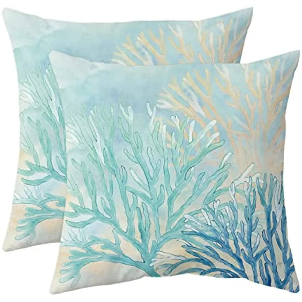 Blue Coral Cushion Cover - Kit 2 pcs