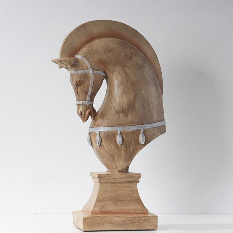 Decoração Peças De Xadrez Cavalo Escultura Grande Estátua 25cm