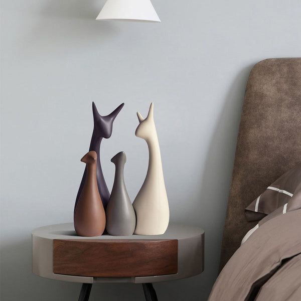 Scandinavian Decorative Sculpture Animal Family - Kit 4 pcs